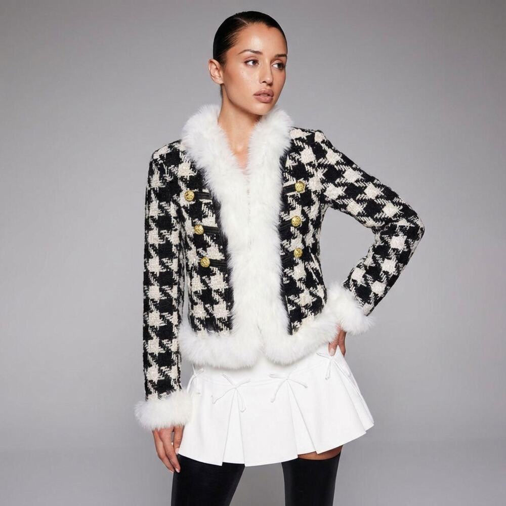 Rockstar Black Faux Fur Coat Mob Wife Aesthetic - Picture 2 of 5